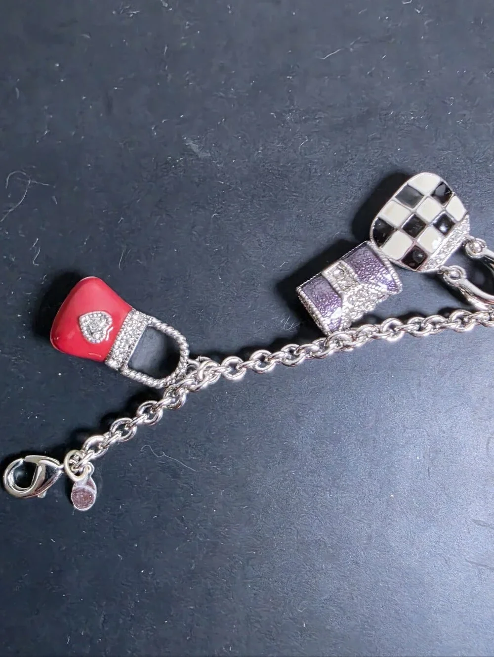Kids Charm Bracelet with Red, Black, Blue & Yellow Bag Charms